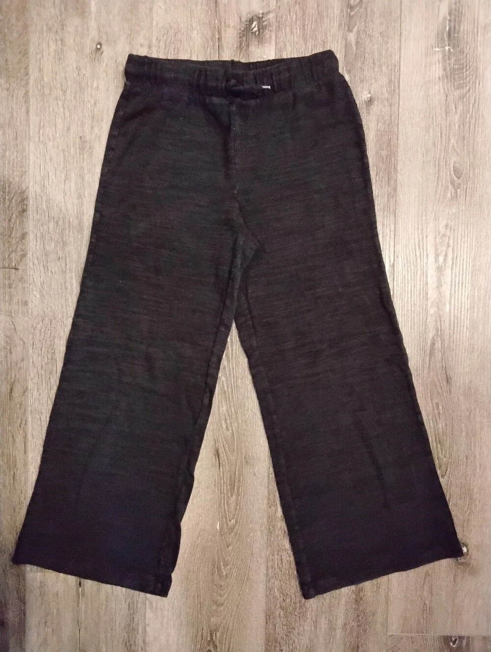 Kid's Black Elastic-Waist Casual Wide Leg Pants